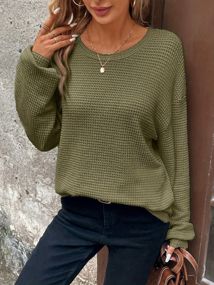 Carly | Afslappet Vaffelstrikket Sweater