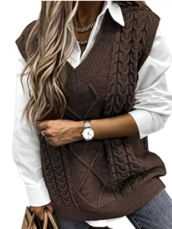 Cora | Cozy Cable-Knit V-Hals Sweater Vest