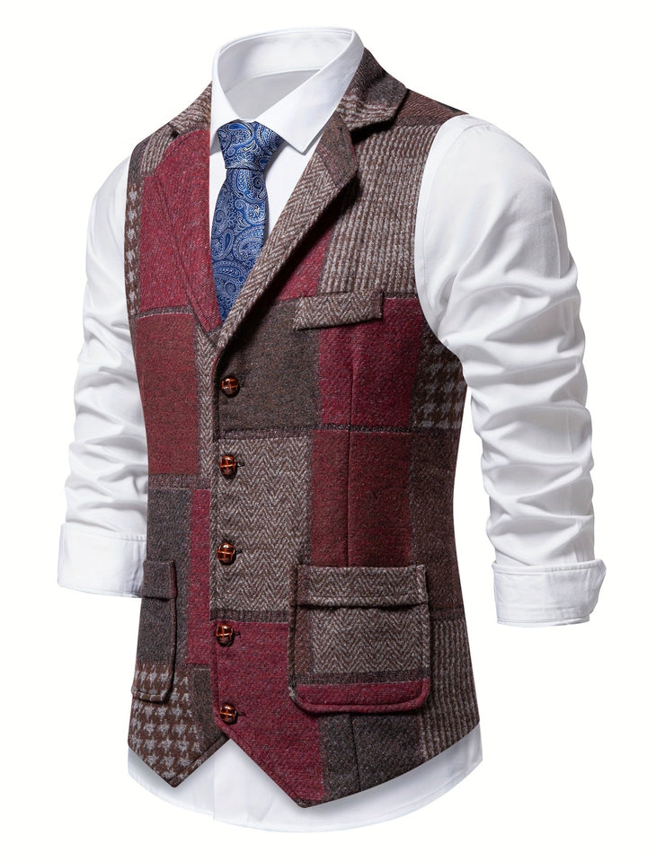 Trevor | Patchwork Vest med Herringbone Mønster