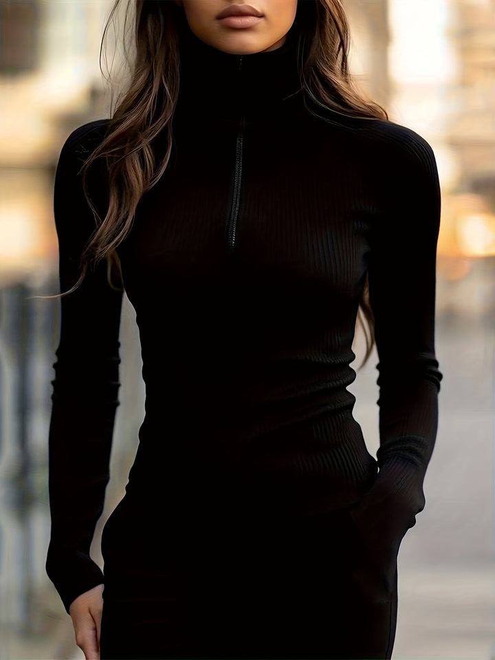 Sloane | Slank Halv-Zip Højhalset Top