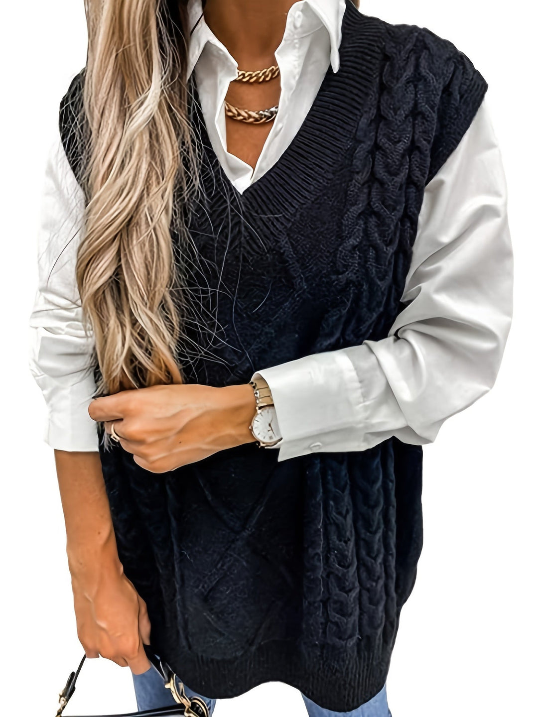 Cora | Cozy Cable-Knit V-Hals Sweater Vest