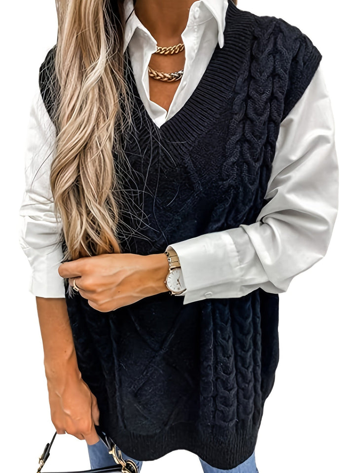 Cora | Cozy Cable-Knit V-Hals Sweater Vest