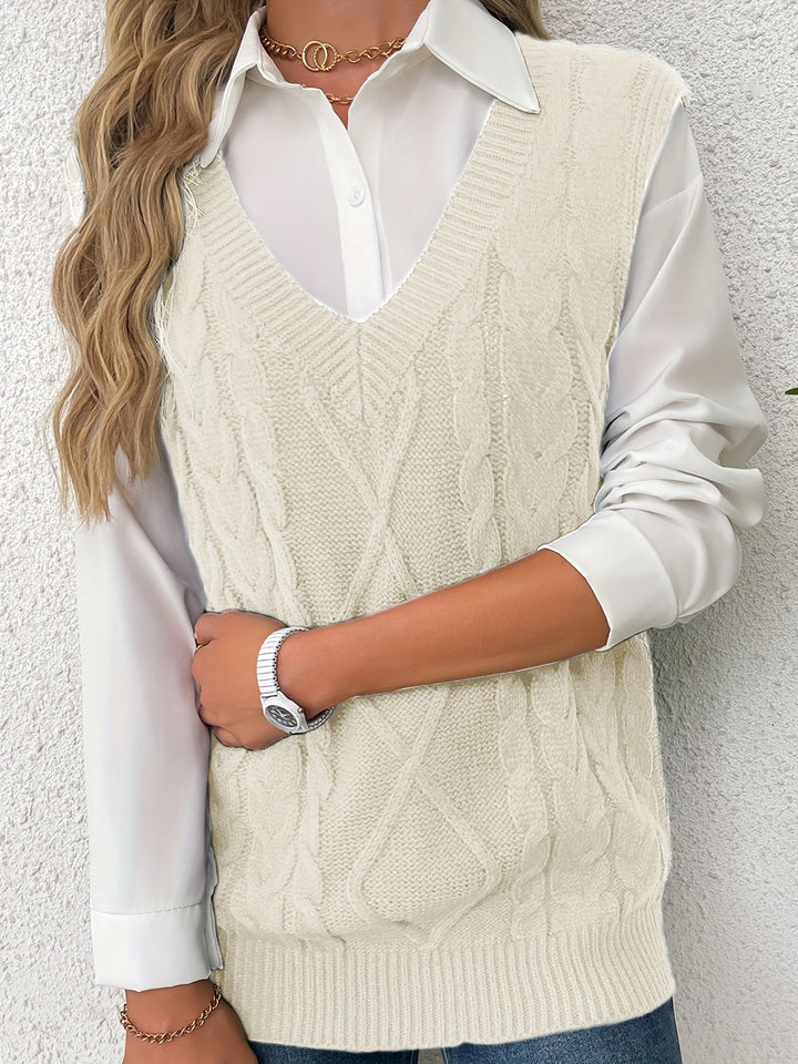 Cora | Cozy Cable-Knit V-Hals Sweater Vest