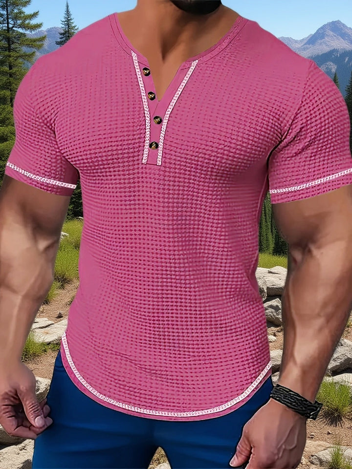 Vaughn | Tekstureret Korte Ærmer Henley Skjorte