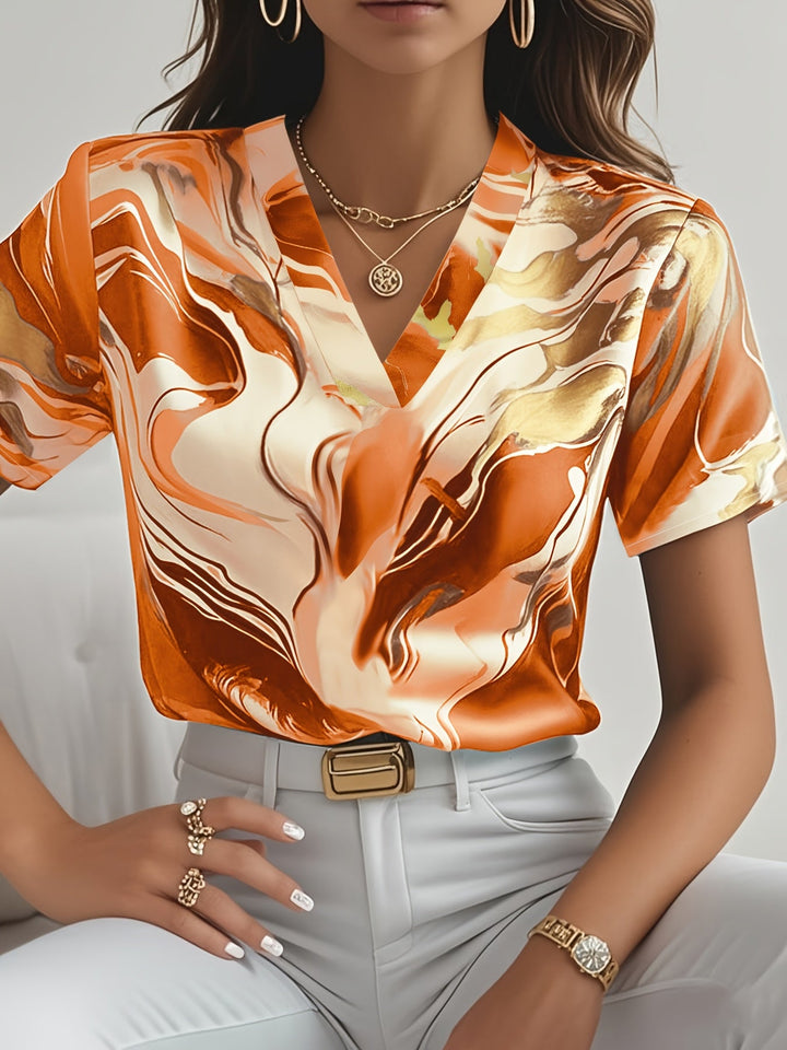 Joanna | Kunstnerisk Swirl-Print Bluse