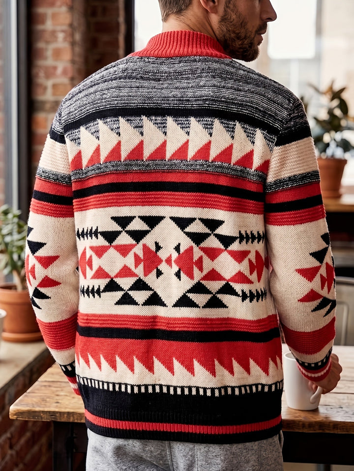 Callum | Mønstret Zip-Up Cardigan