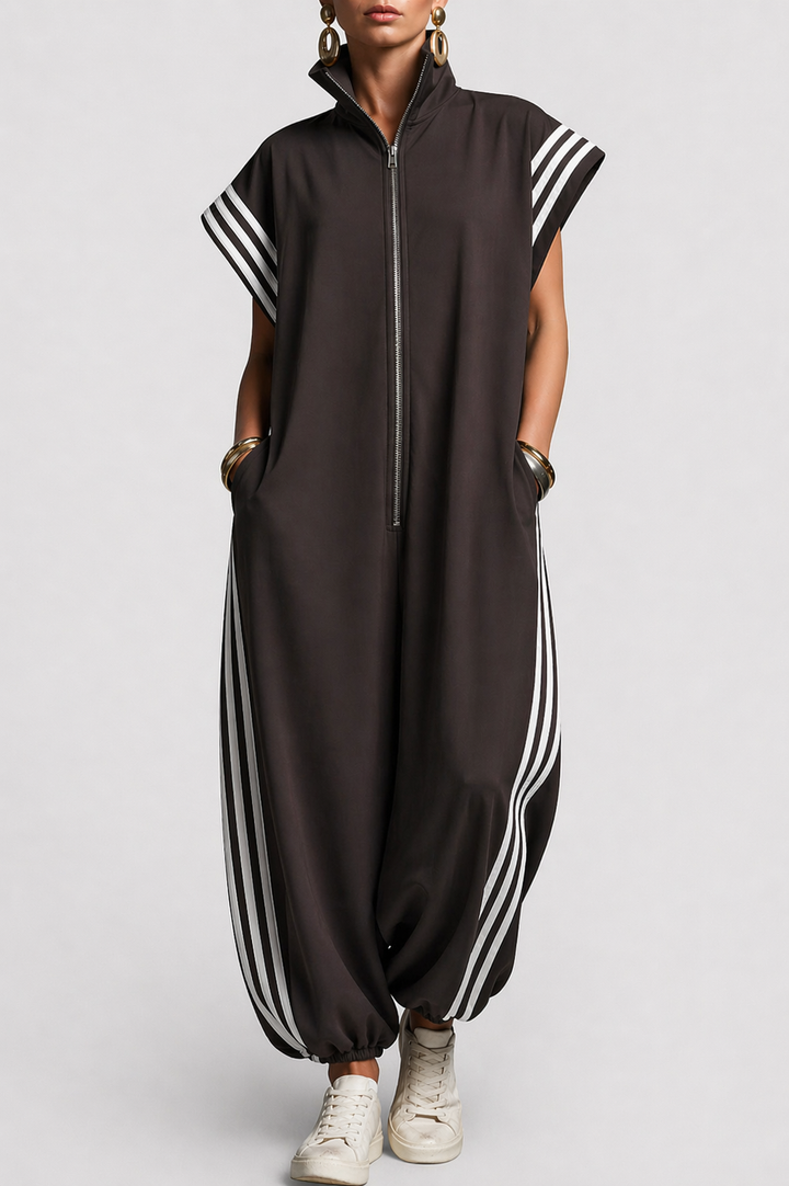 Valentina | Stilfuld ærmeløs lynlås jumpsuit