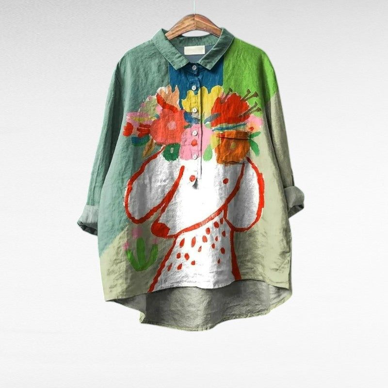 Tonya | Stilfuld Floral Kunst Langærmet Bluse