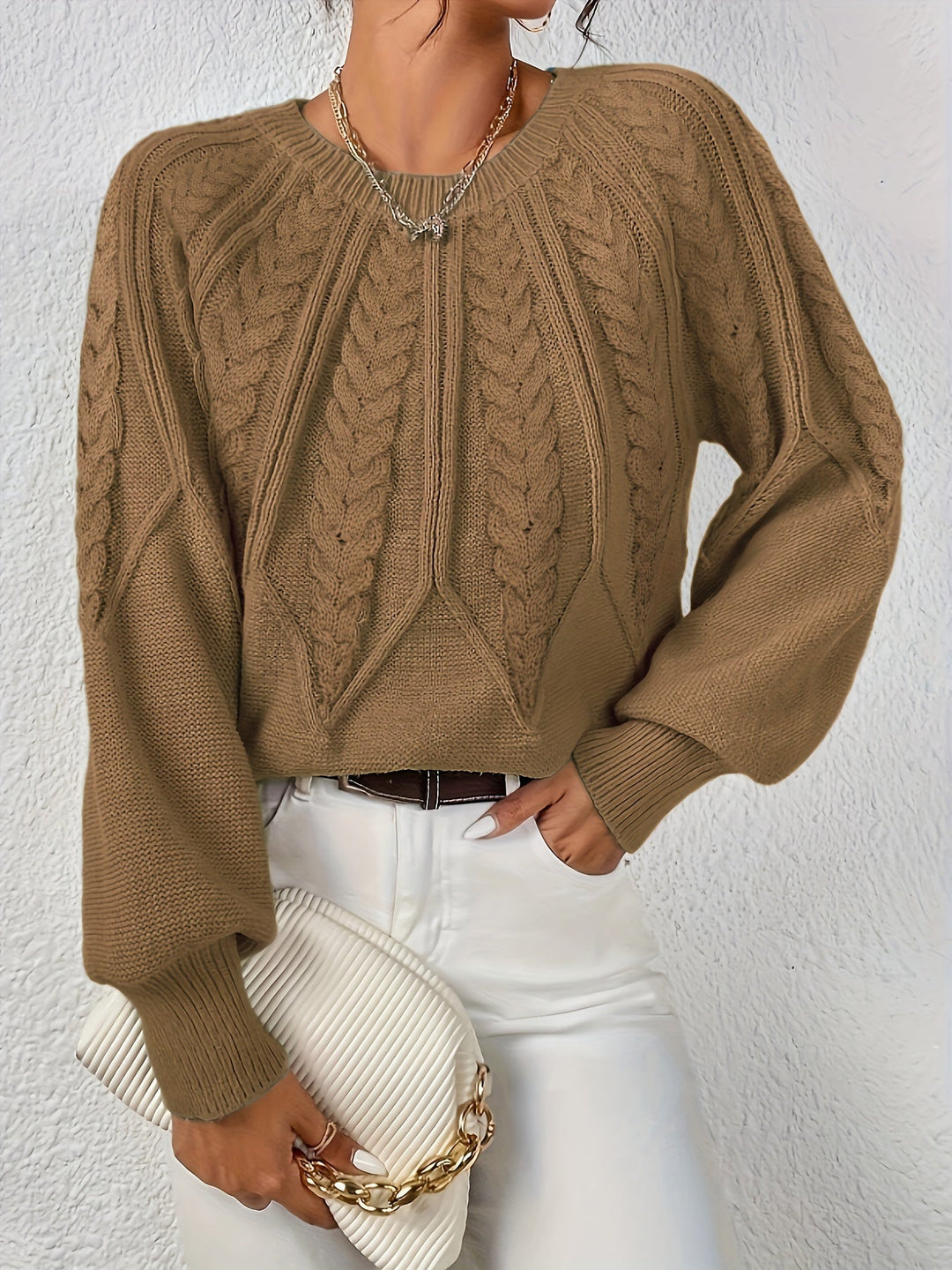 Cassidy | Kabelstrikket Rundhalset Sweater