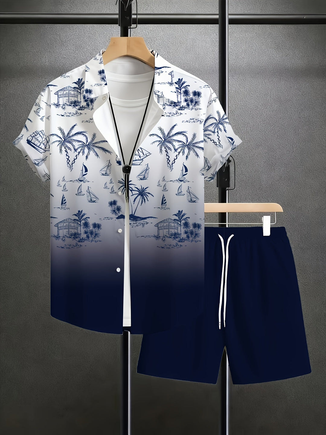 Garrett | Kystprint Skjorte og Shorts Sæt