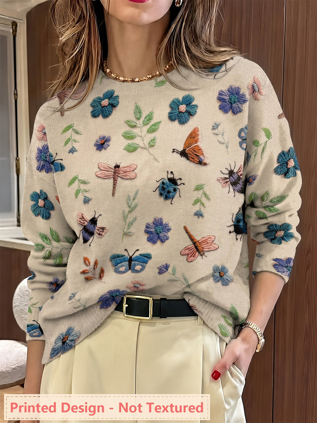 Elsie | Botanisk Print Crewneck Sweater