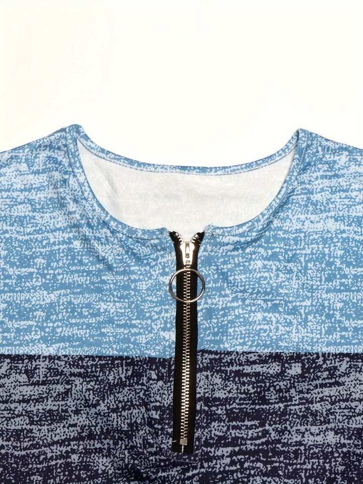 Ophelia | Farveblok Kvart-Zip Top