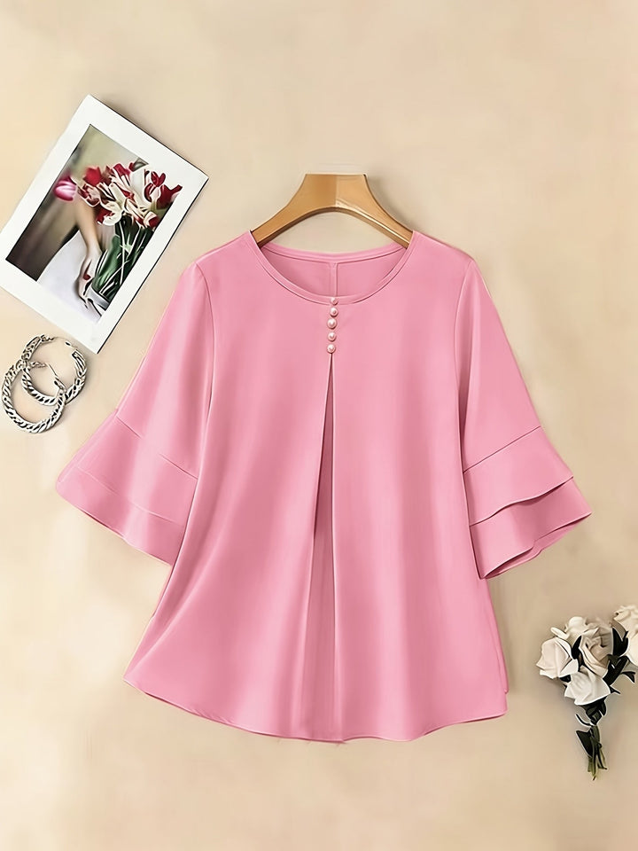 Karen | Bluse med Flared-ærmer og Plisseringer