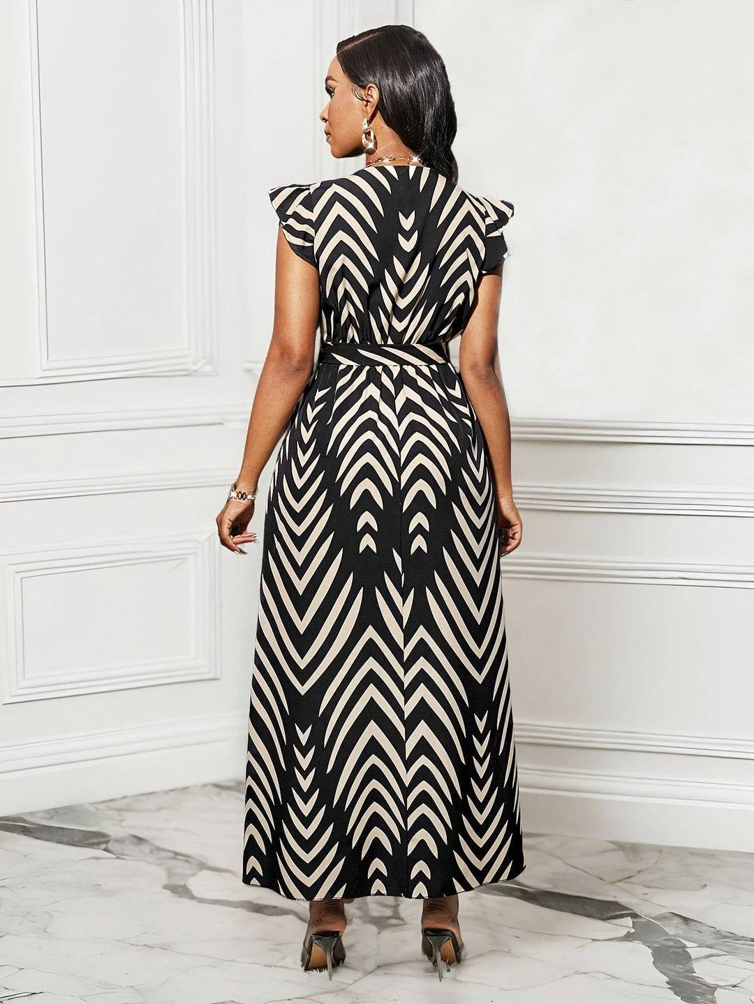 Cordelia | Ruffle-Sleeve Wrap Maxi Kjole