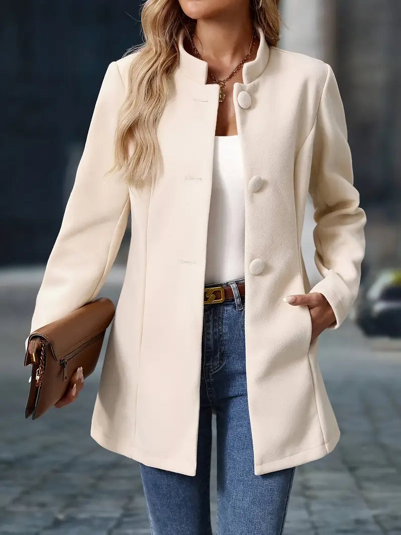 Juliette | Elegant Ståkrave Knap Frakke