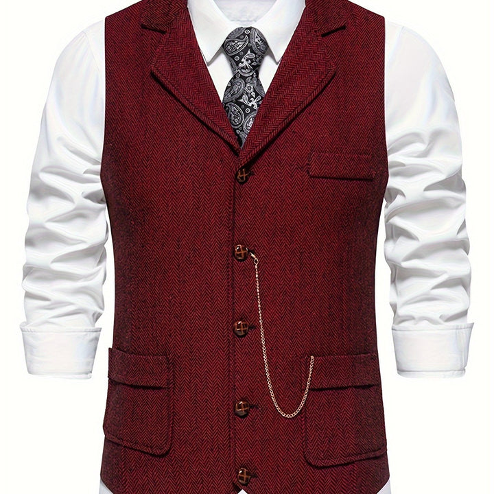 Edmund | Herringbone Enkeltknappet Vest