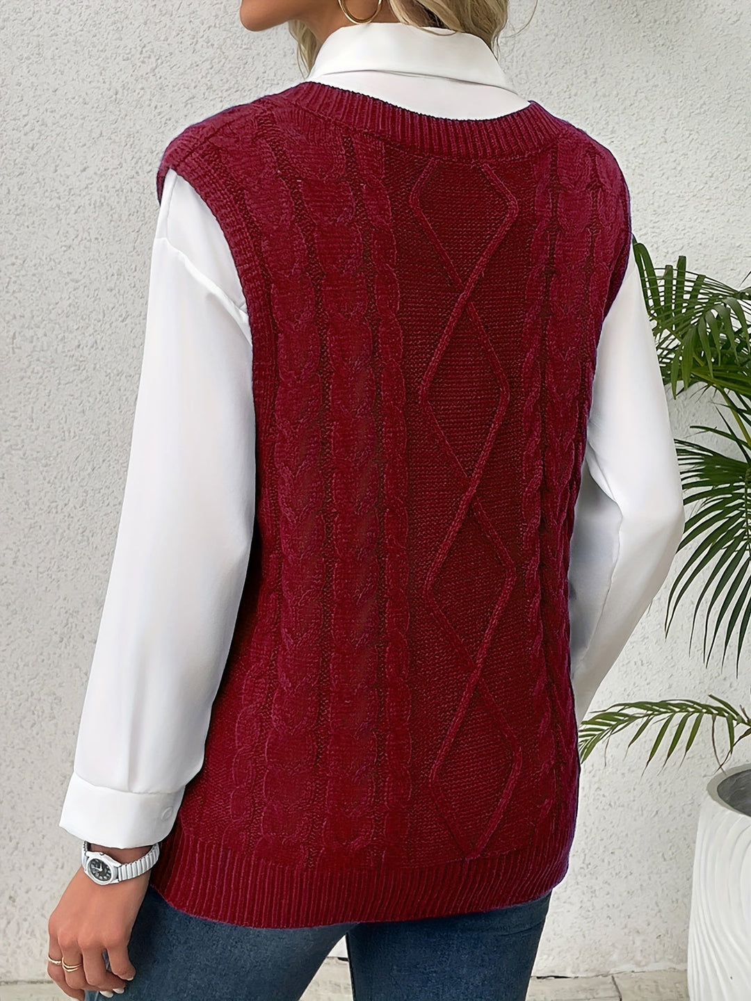 Cora | Cozy Cable-Knit V-Hals Sweater Vest