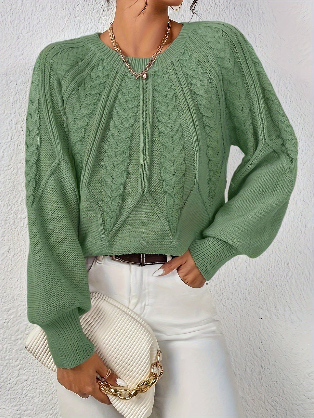 Cassidy | Kabelstrikket Rundhalset Sweater