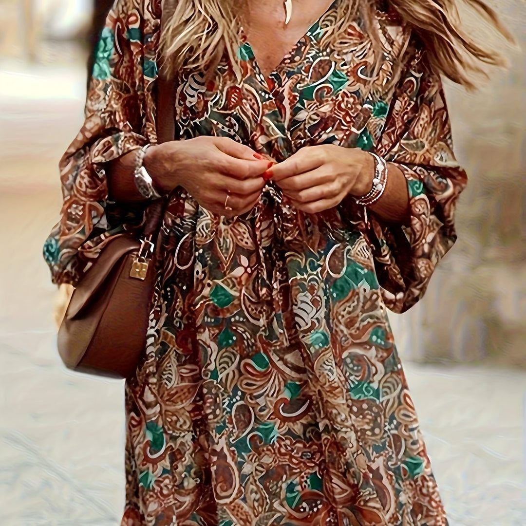 Ramona | Bohemian Print V-Hals Kjole