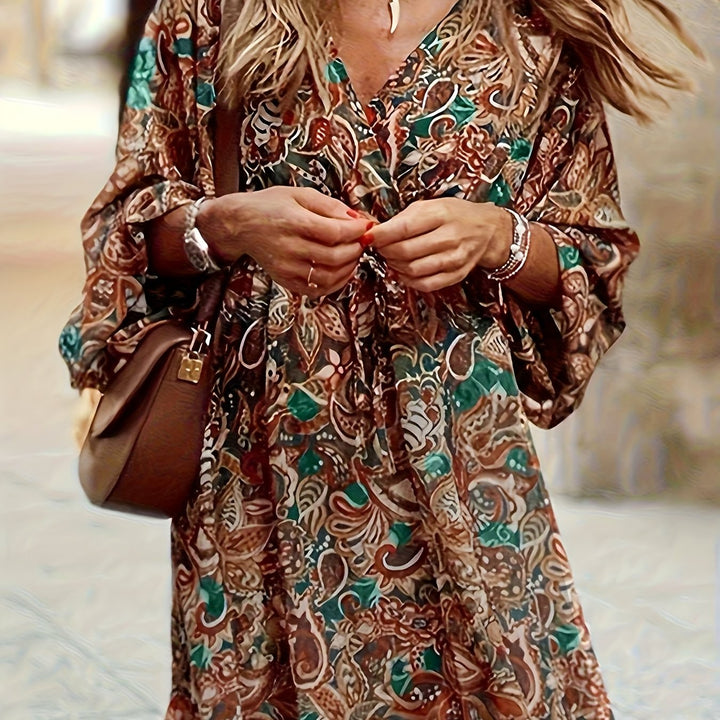 Ramona | Bohemian Print V-Hals Kjole