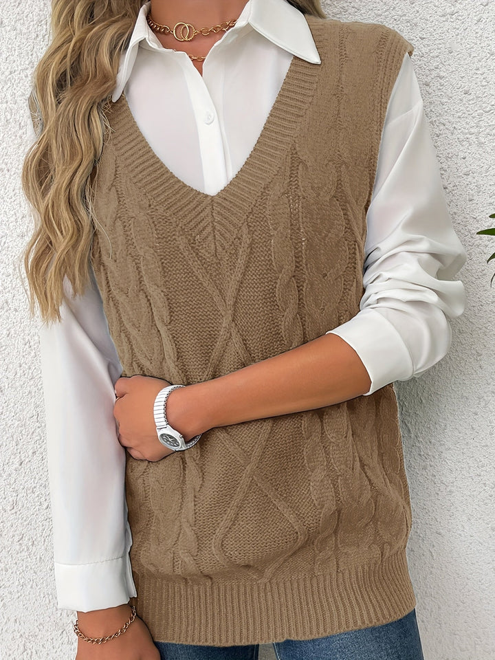 Cora | Cozy Cable-Knit V-Hals Sweater Vest