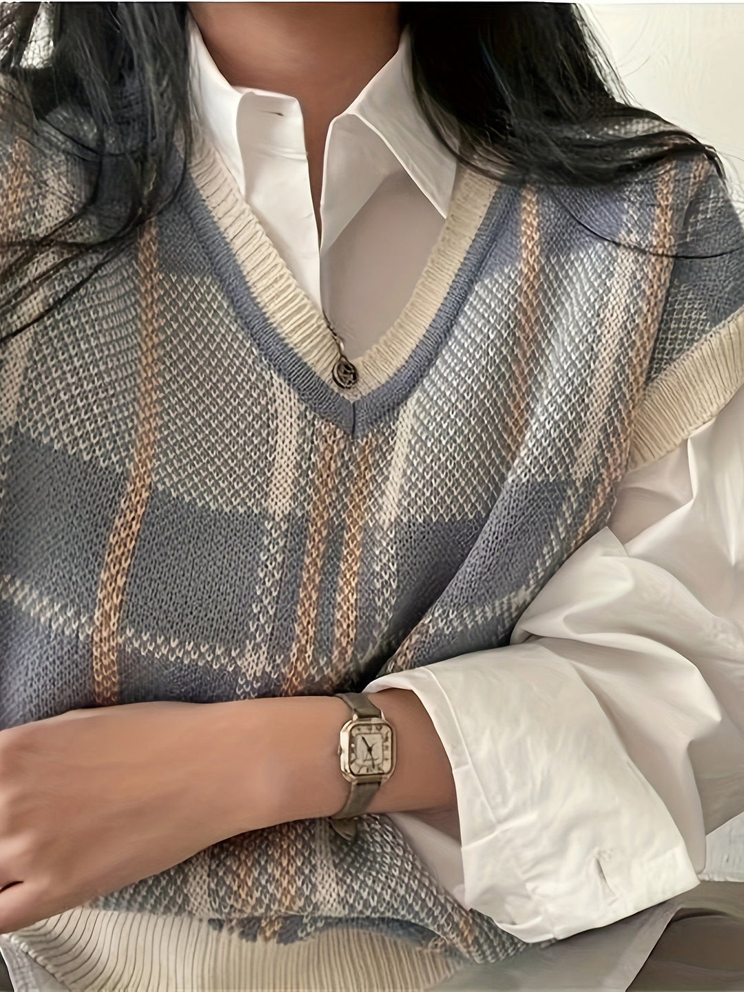 Marnie | Vintage Ternet V-Hals Sweater Vest