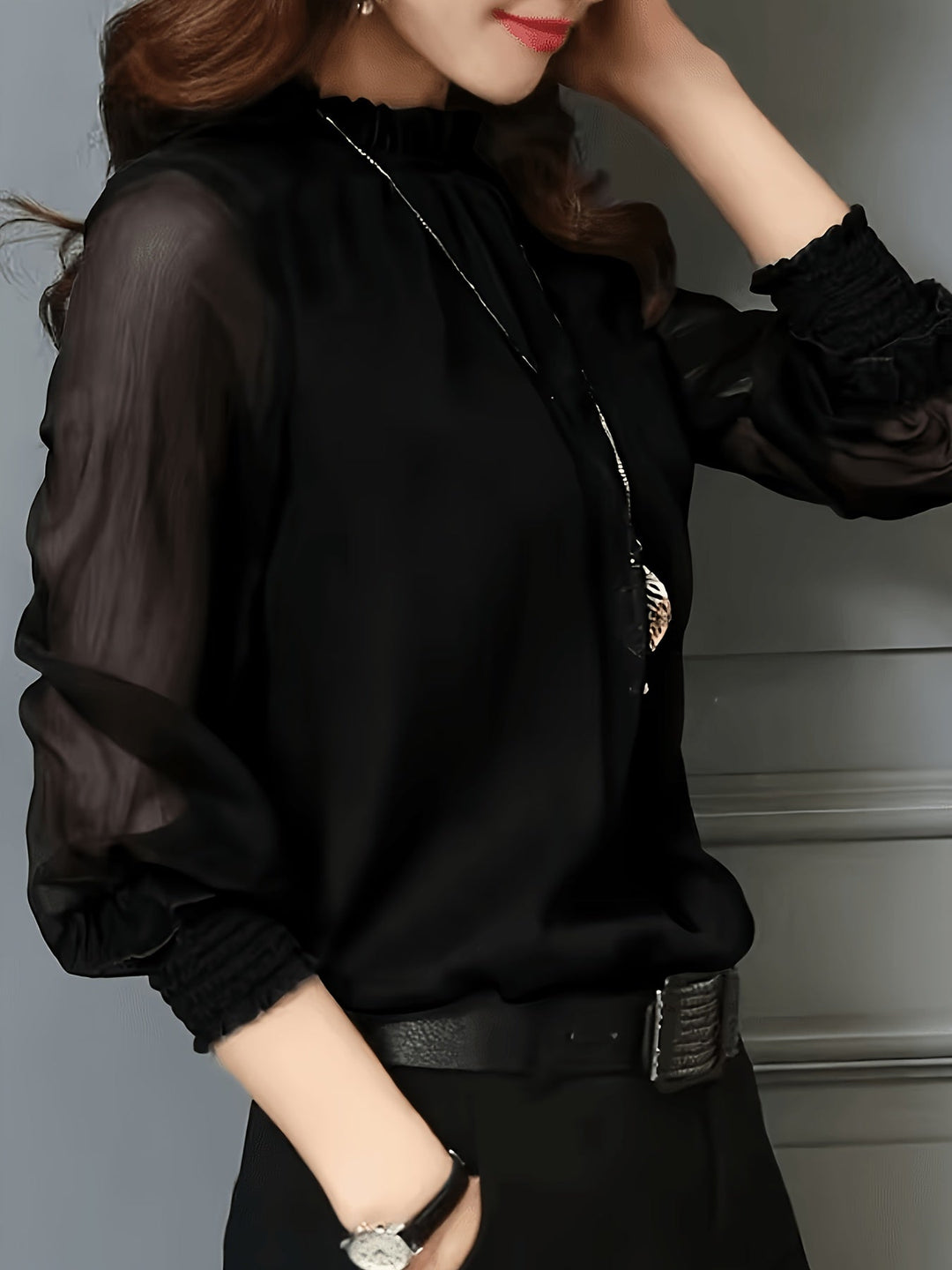Ophelia | Stand-Krave Langærmet Bluse