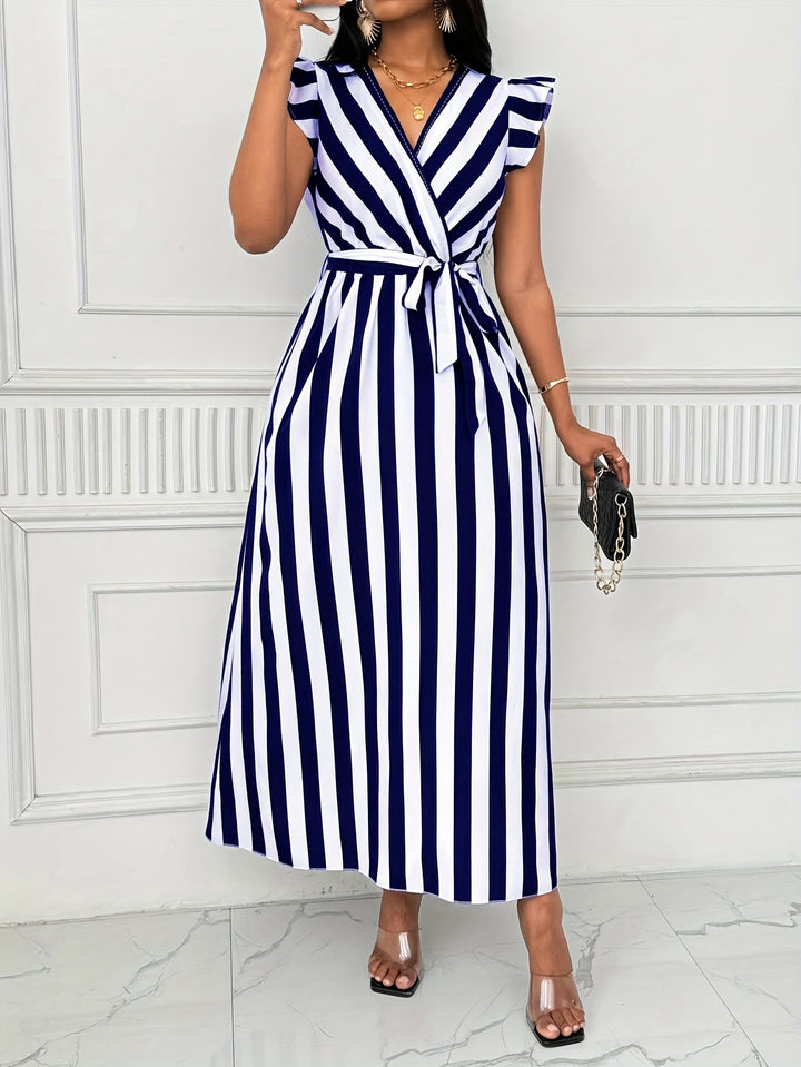 Cordelia | Ruffle-Sleeve Wrap Maxi Kjole
