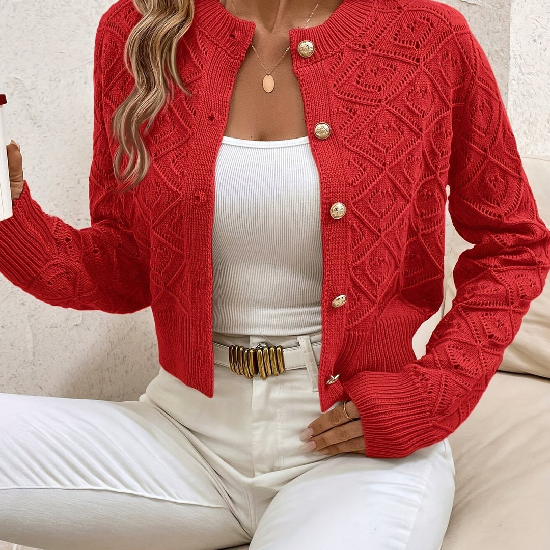 Della | Teksturert Knap-Front Cardigan