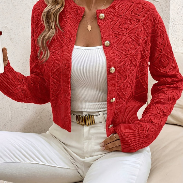 Della | Teksturert Knap-Front Cardigan