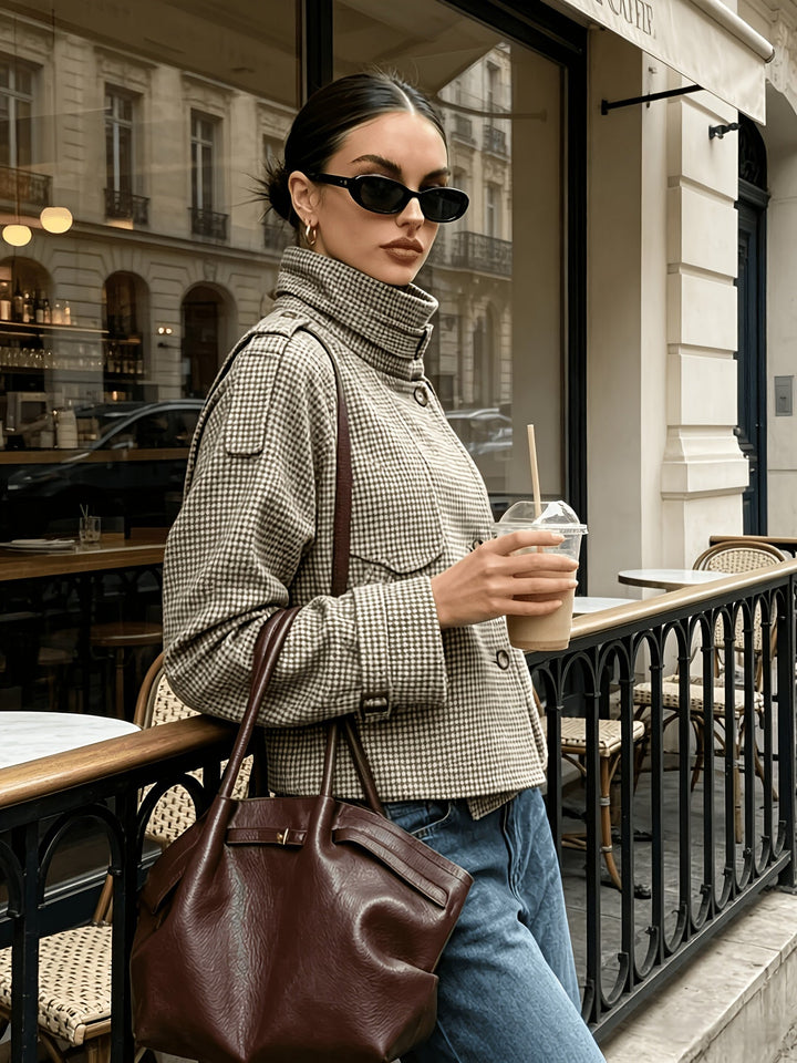 Marguerite | Jakke med Ståkrave i Houndstooth
