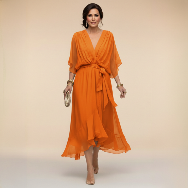 Abigail | Stilfuld Chiffon V-Hals Kjole