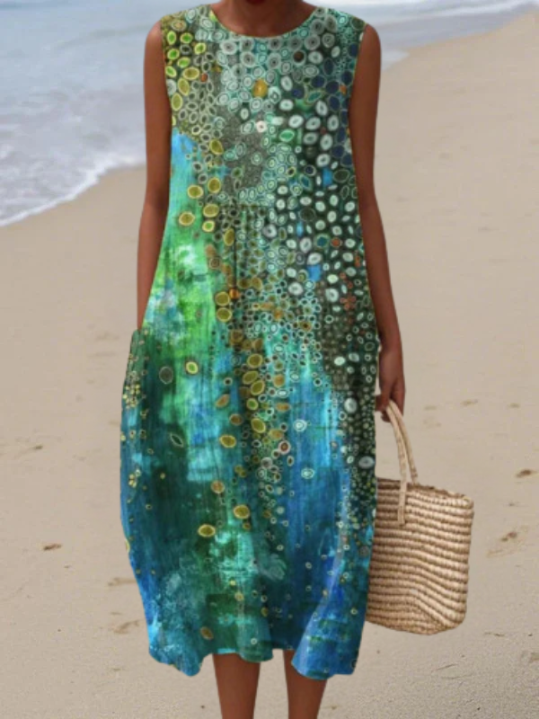 Zariah | Elegant Ærmeløs Reef Midi Kjole
