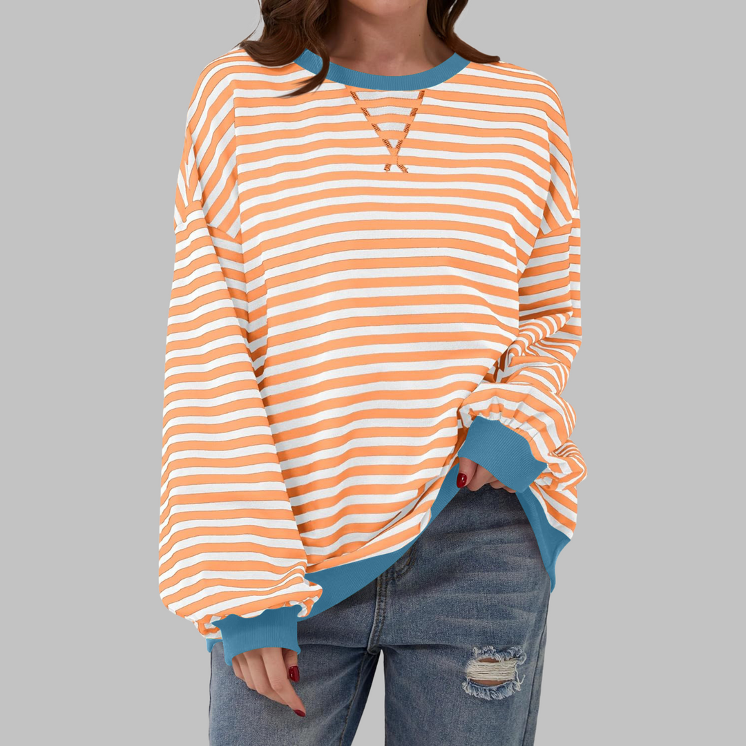 Margaret | Casual Langærmet Stribet Sweatshirt