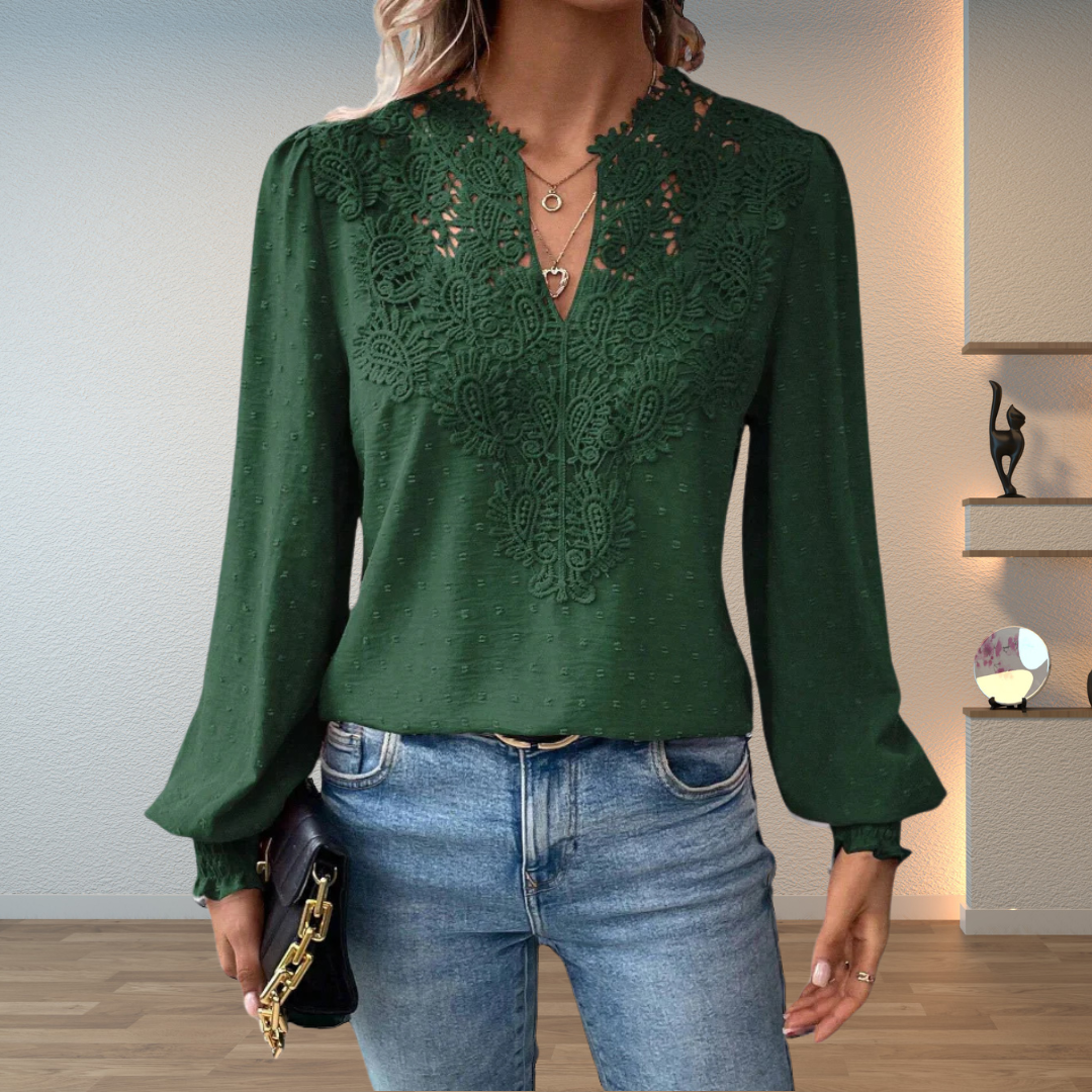 Marlene | Elegant Bluse med Blondekant