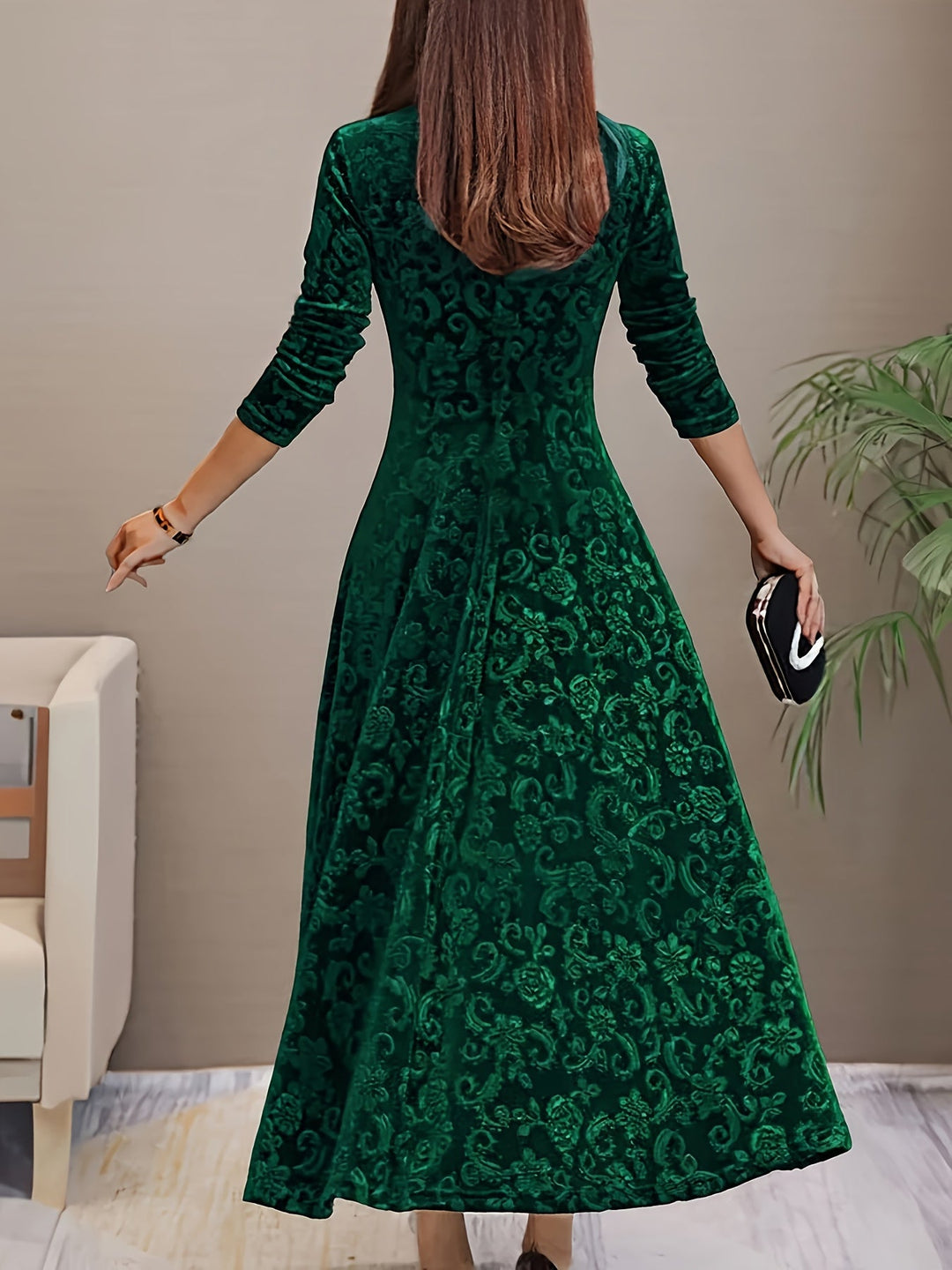 Adeline | Elegant Langærmet Midi Kjole