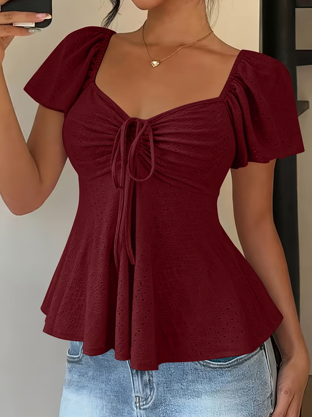 Josephine | Flutter-Ærme Peplum Top