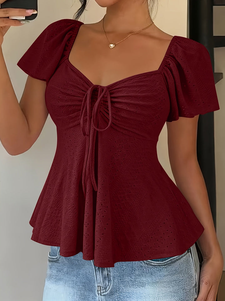 Josephine | Flutter-Ærme Peplum Top