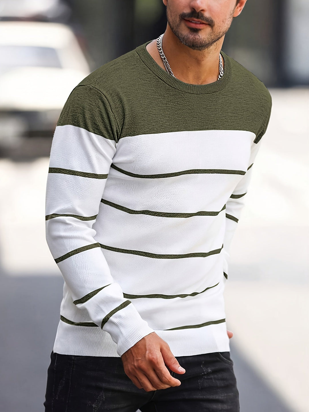Henry | Stribet Crew Neck Sweater