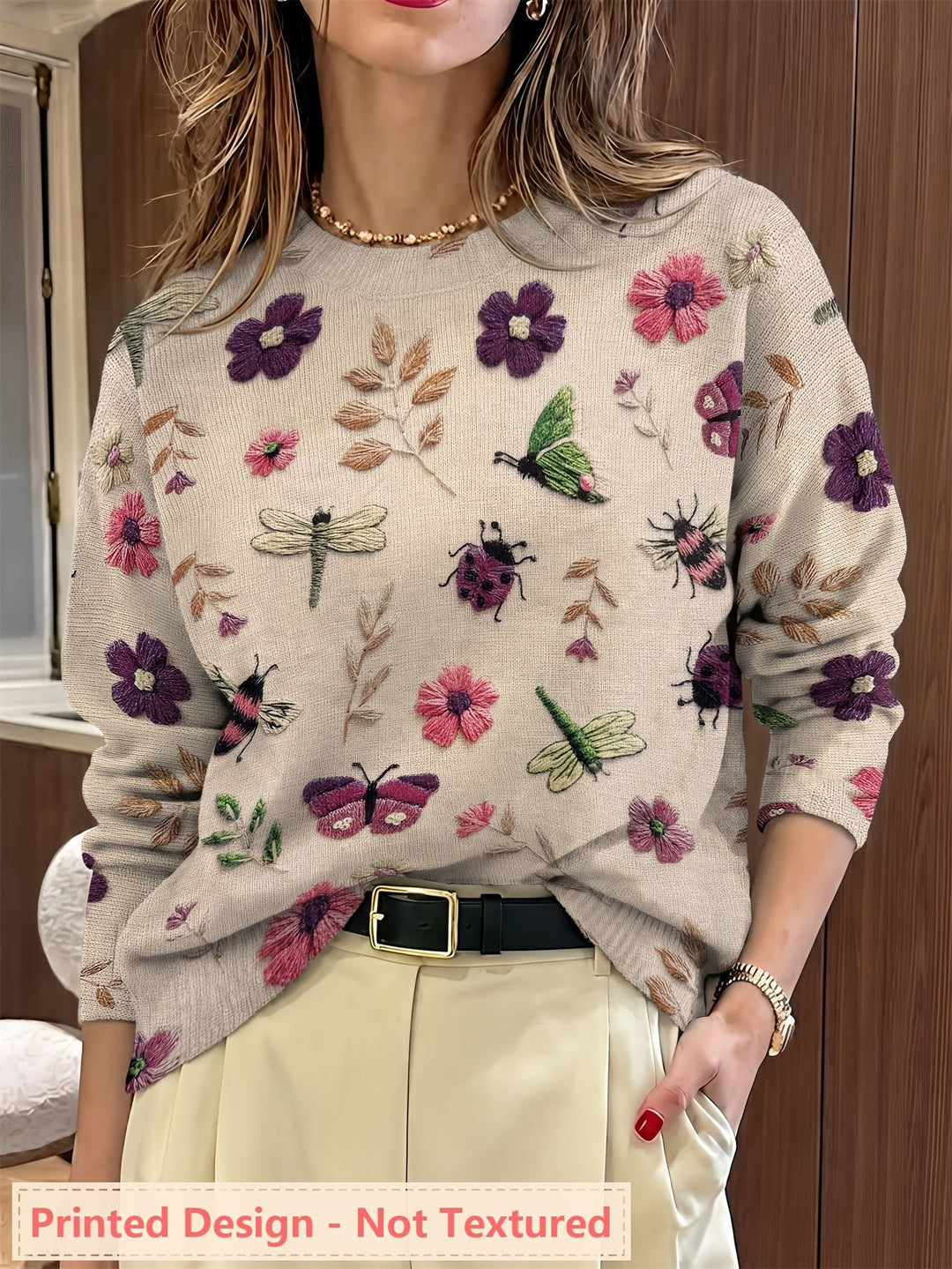 Elsie | Botanisk Print Crewneck Sweater