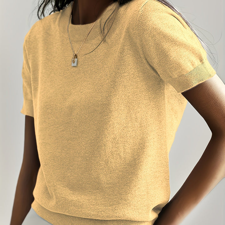 Harriet | Finstrikket T-Shirt med Korte Ærmer