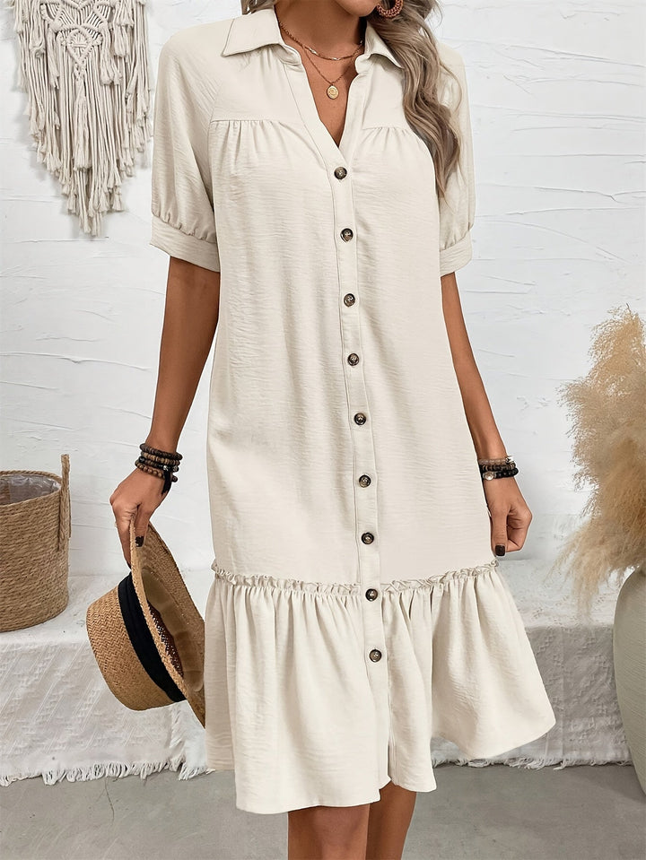Maevelle | Knapdetaljeret Boho Midi Kjole