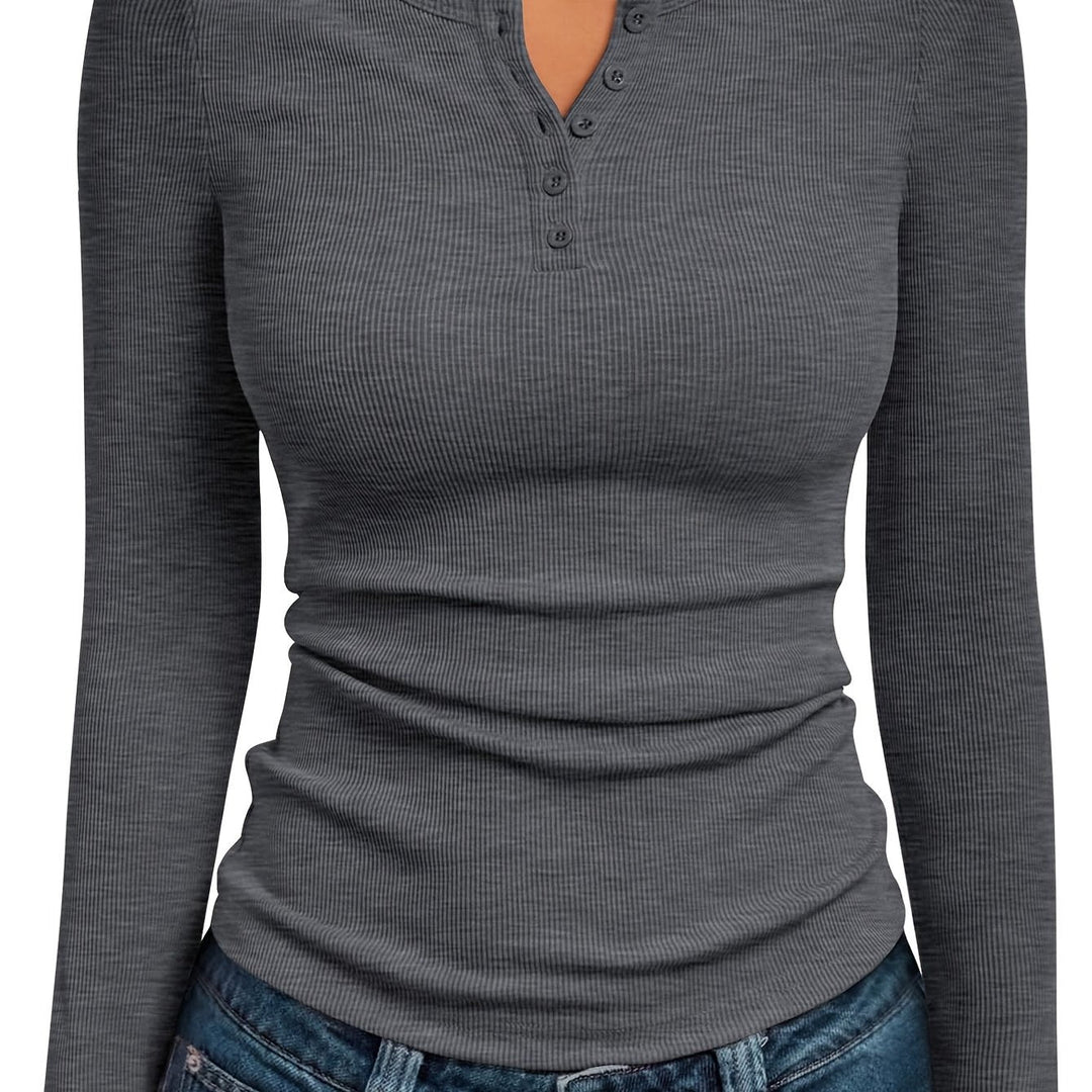 Ivy | Fitted Button Henley Top