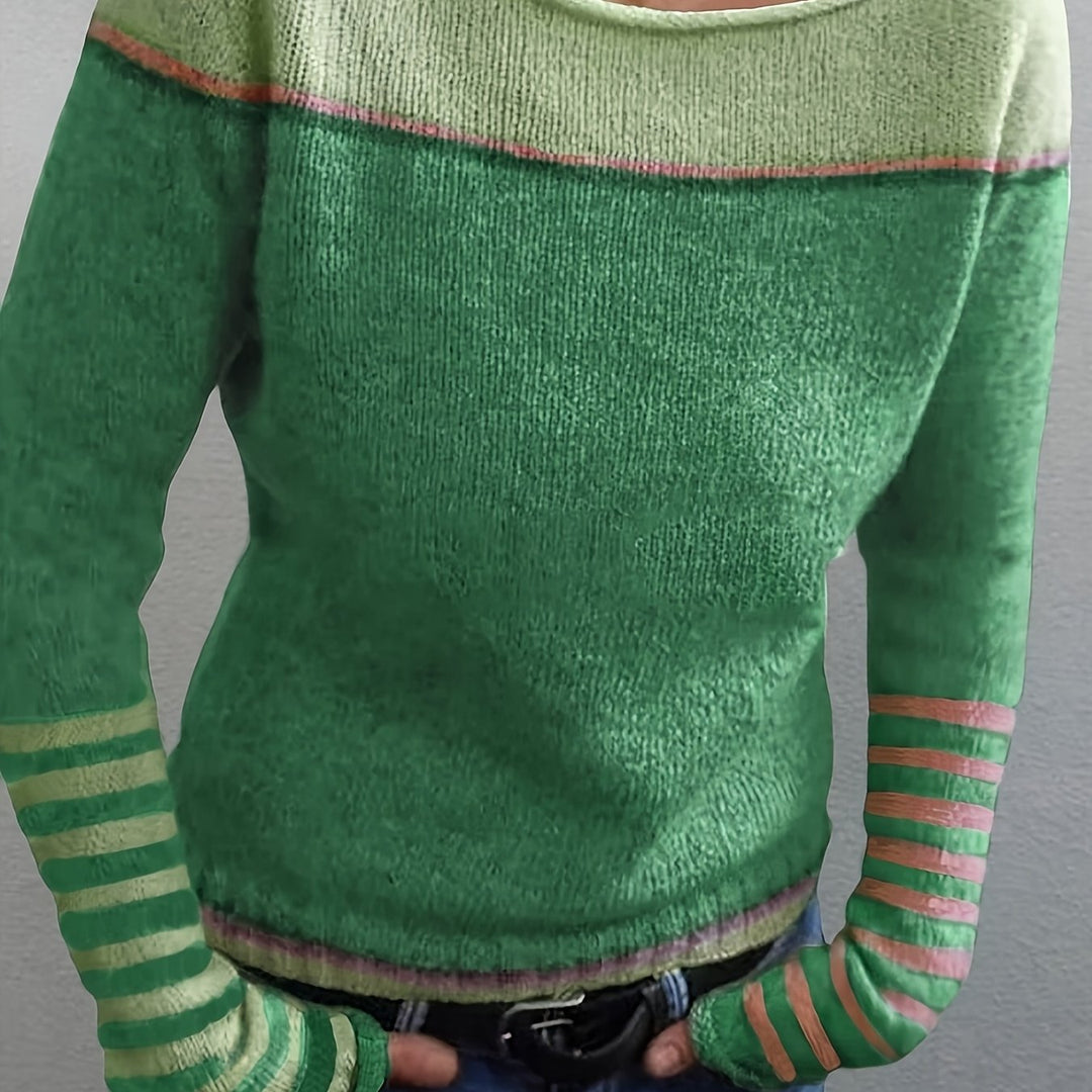 Francesca | Farveblok Båd Hals Sweater