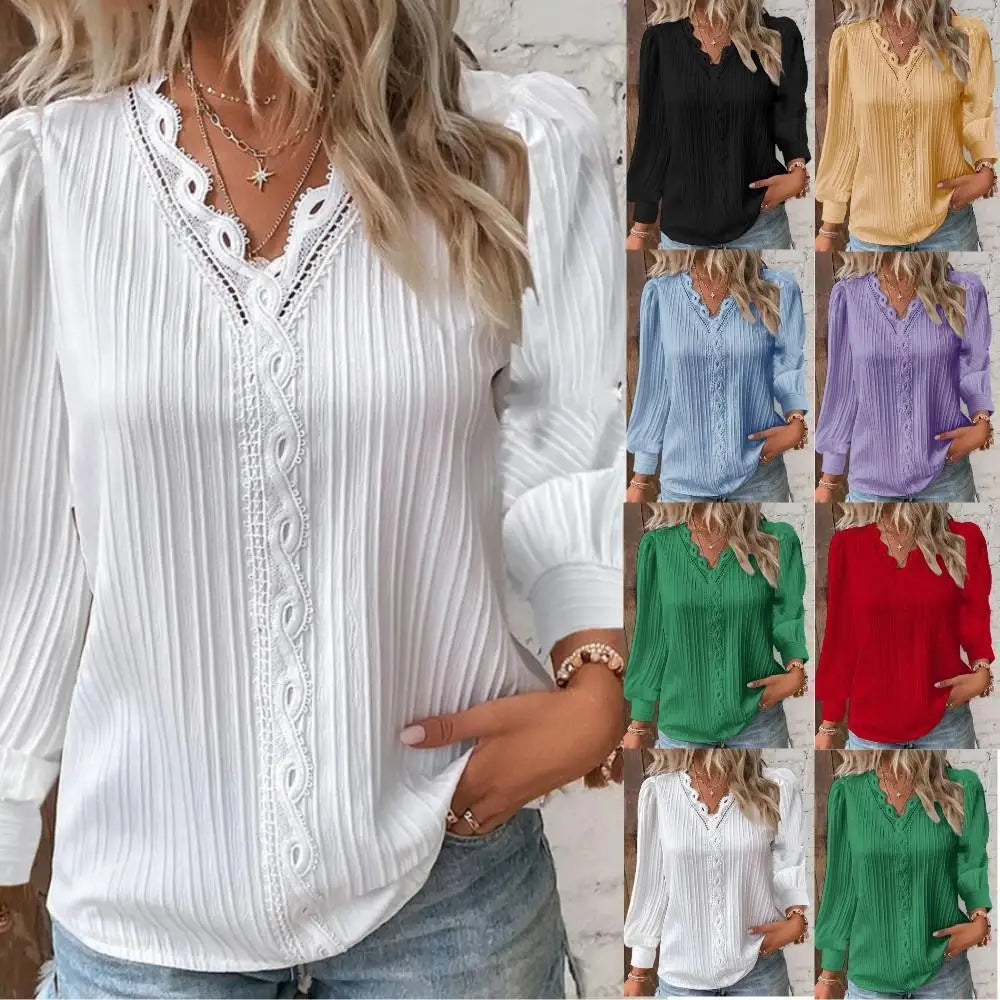 Naomi | Elegant Bluse med Blondekant
