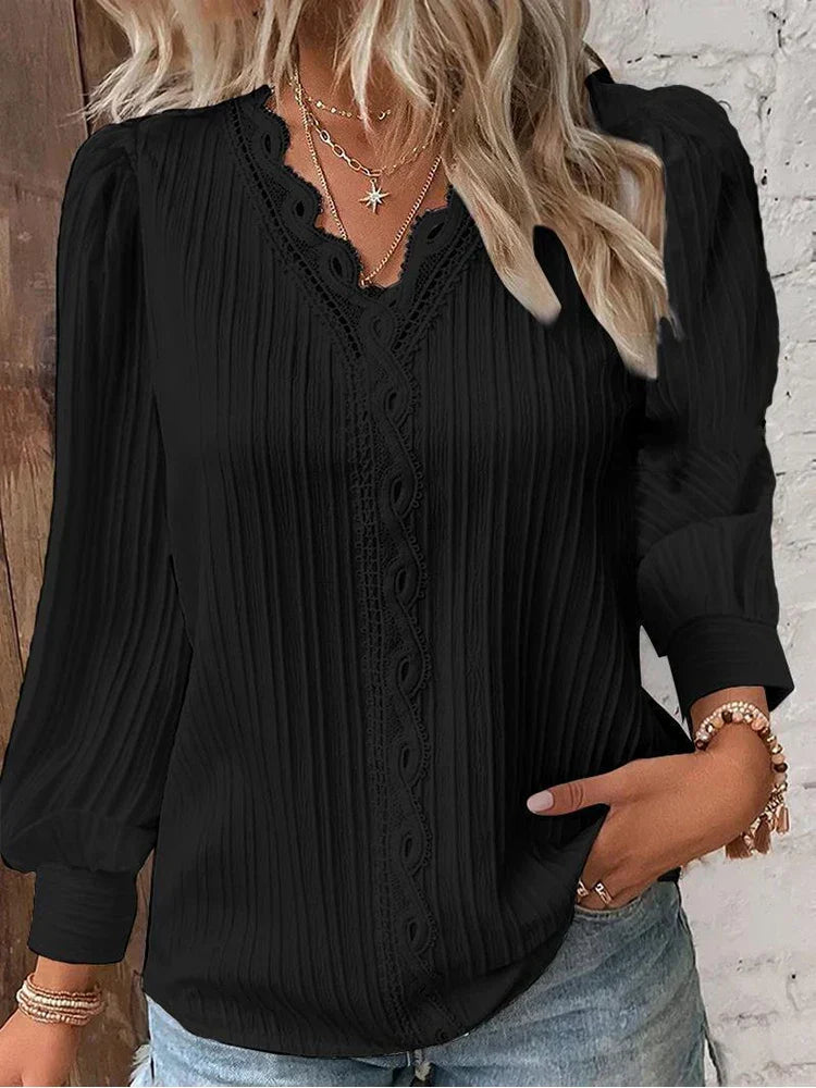 Naomi | Elegant Bluse med Blondekant