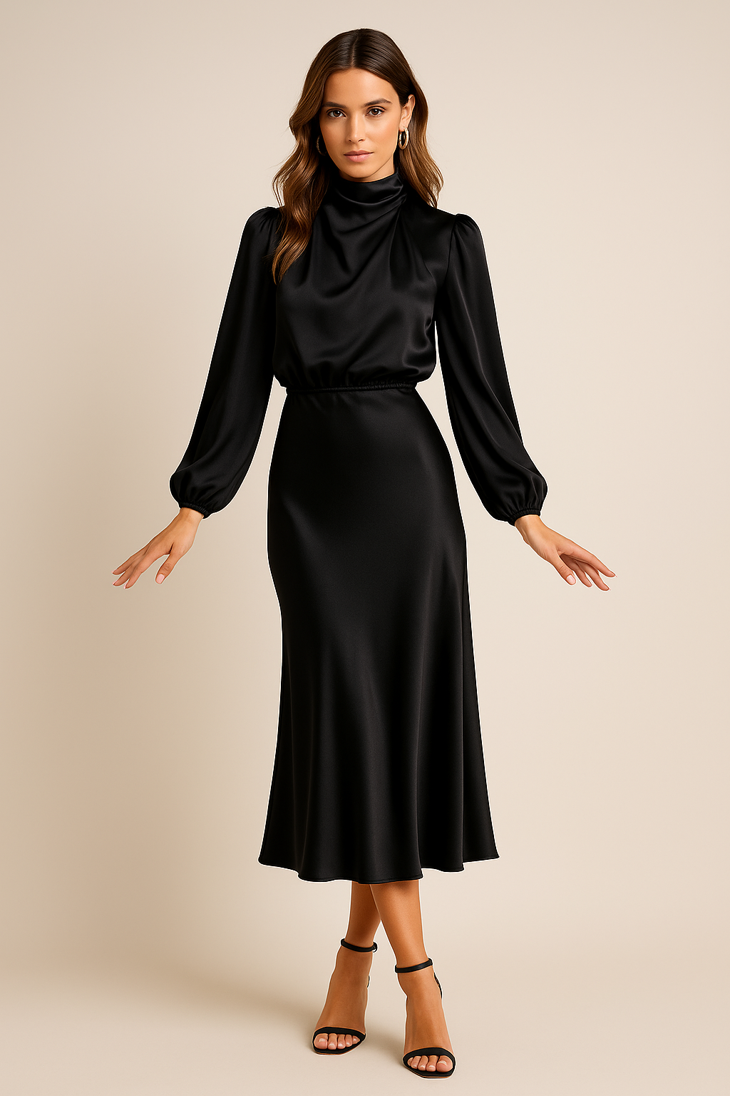 Winona | Højtaljet Elegant Midi Kjole