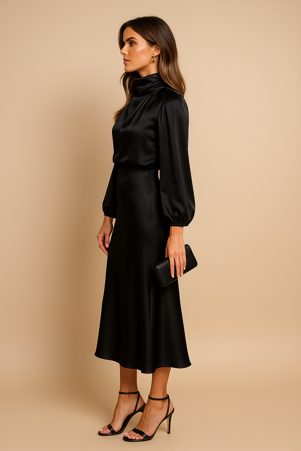 Winona | Højtaljet Elegant Midi Kjole