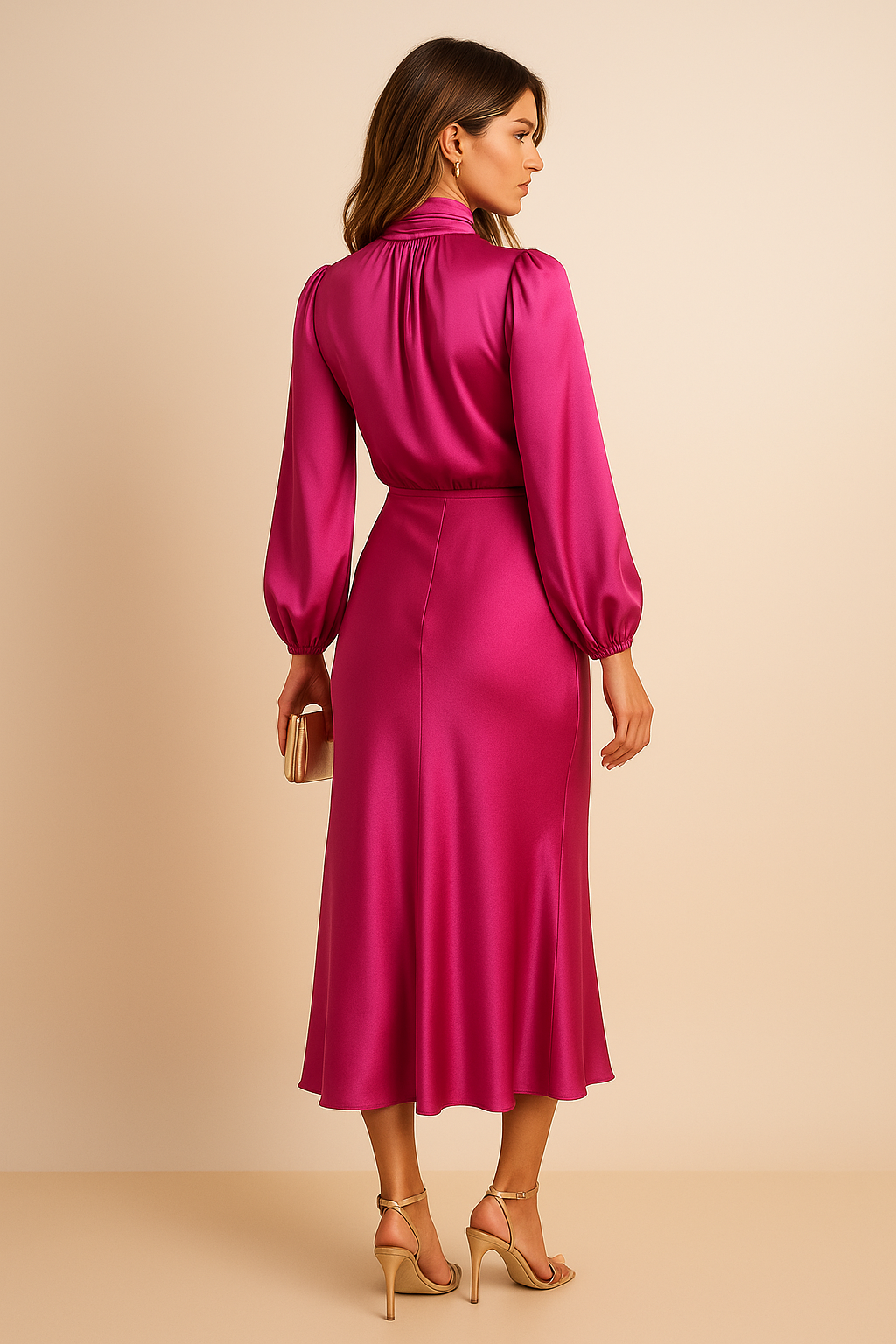 Winona | Højtaljet Elegant Midi Kjole