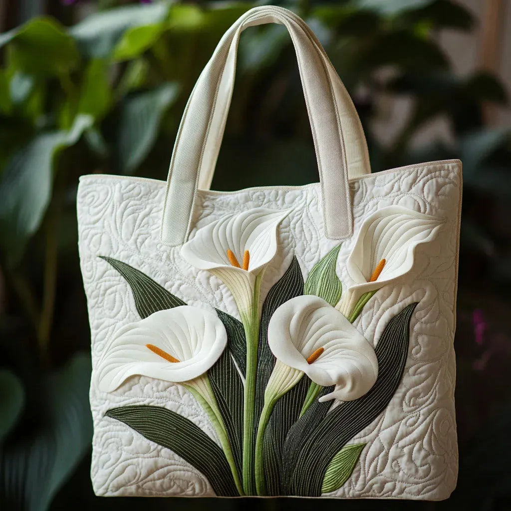 Angela | Hvid Blomster Kunst Tote Bag